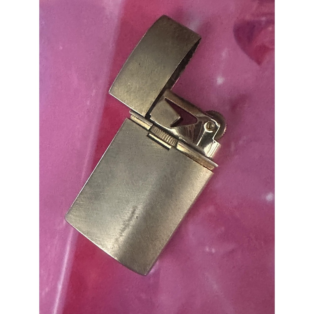 Vintage Swank J2 Windproof Lighter Brushed Brass Tone Flip Top Japan 1960s
